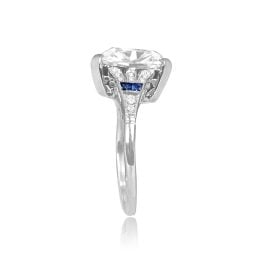 5.15ct Elongated Cushion-Cut Diamond with sapphire accents Bennington Ring HER301