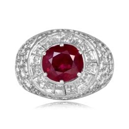 center ruby with diamond domed design platinum ring VCA Ring HER3157
