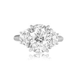 4ct Oval Cut Diamond Platinum with trillion accent diamonds Oakville Ring HER606