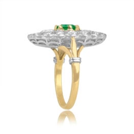 emerald with elongated diamond cluster engagement ring JN25-06