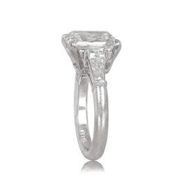 Emerald Cut Platinum Signed Tiffany Ring Top Side View