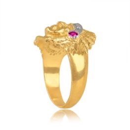 18 karat Yellow Gold Diamond and Ruby Tribal Ring LV18-31