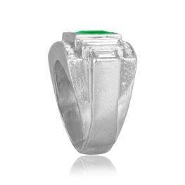 Retro 2.00ct Emerald and Diamond Archer Ring, Circa 1940 LV2522 top side view