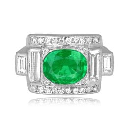 center oval cut colombian emerald with diamond accents Archer Ring LV2522
