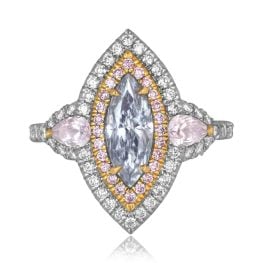 1.01 GIA certified light blue diamond with double halo Trastanello Ring ND101