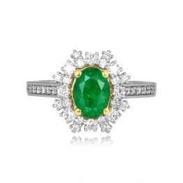 1.00 carat oval-cut emerald with intricate diamond pattern Siles Ring RKK33509099