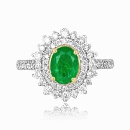 center 1.00 carat oval emerald with floral diamond design Prisa Ring RKK3511045