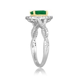 1.00ct Emerald and Diamond Halo Saliano Ring RKK3511135 top side view photo
