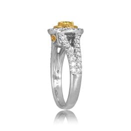 Oval Cut Yellow Diamond set in prongs with Double Halo Altha Ring ROM26