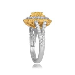 yellow and white gold Heart Shaped Yellow Diamond with Halo Gretna Ring ROM31