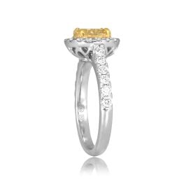 1.15ct Oval Cut Yellow Diamond with diamond Halo Rondo Ring ROM49