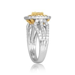 Radiant Cut Yellow Diamond with Double diamond Halo Falco Ring ROM50