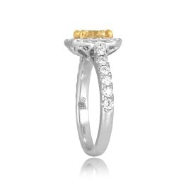 1.14ct center Radiant Cut Yellow Diamond with Halo Dandridge Ring ROM53