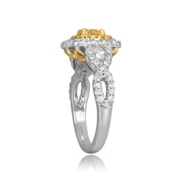 Cushion Cut Yellow diamond Double Halo and shoulder design Paxton Ring ROM62