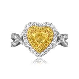 heart shaped center yellow diamond with double halo Tallega Ring Rom68