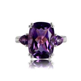 14k White Gold and Amethyst Ring Adira Ring Top View