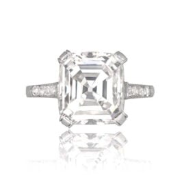 Step Cut Diamond Platinum Solitaire Ring Castlebar Ring Top View