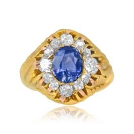 Antique Sapphire and Diamond Cluster Ring Avelbury Ring Top View