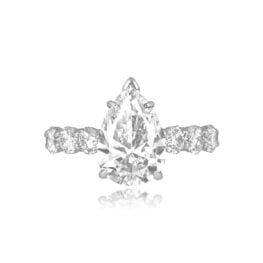 GIA-Certified Center 3.02 Pear-Shaped Diamond with Round Cut Diamonds SB6036