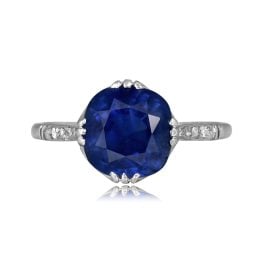 6.29 carat AGL certified Burma sapphire center stone Talsano Ring SB576 top view photo