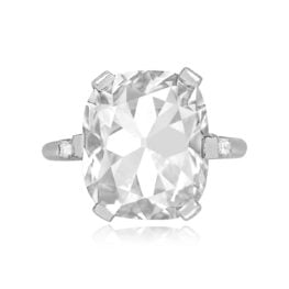 10 Carat Antique Cushion Cut Diamond Solitaire Ring Top View SB611