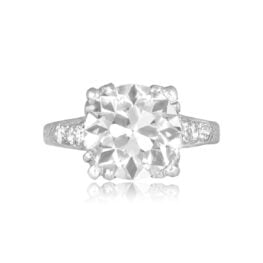3.80 carat GIA-Certified Center round diamond with diamonds on shoulder Camdenton Ring SB6123