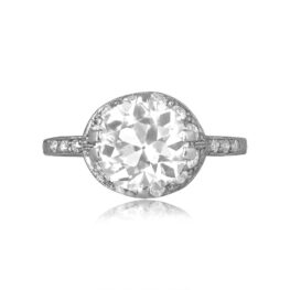 Art Deco 3.02 carat center old european cut diamond Sandstone Ring SB6127