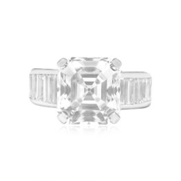 Top View Asscher Cut Diamond Engagement Ring 6.20ct Harry Winston Ring SB613