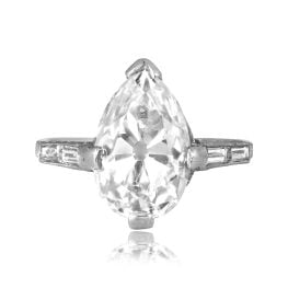 4.06 carat center antique pear shaped diamond set in prongs Perkasie Ring SBD4101a