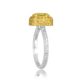 GIA certified 1.06ct Fancy Yellow Radiant Cut Diamond Eagleview Ring sbd5373