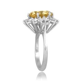 GIA 5.42 carat Brownish Orange Yellow center Diamond and Cluster Woodstown Ring sbd5610