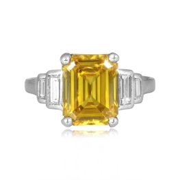 fancy deep orangy yellow center diamond with white diamond accents Berwyn Ring SBD6116