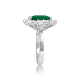 Top Side View Emerald with 1.70ct of Diamonds on Platinum Ring SEV102