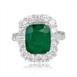 Top View 3.36ct Emerald Surrounded by Diamonds SEV102