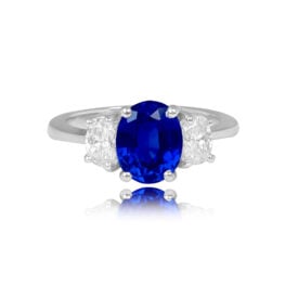 Three Stone Platinum 2.88ct Sapphire and Diamond Garita Ring