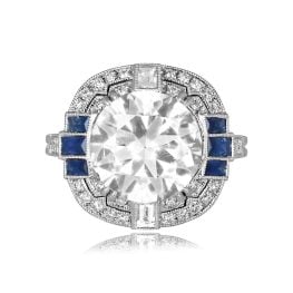 4.22ct Diamond and dou7ble diamond halo with Sapphire Marmora Ring SM3385