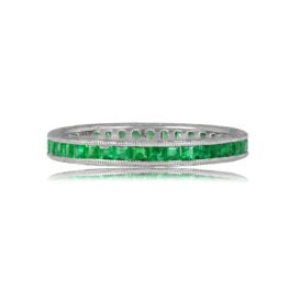 Calibre Cut Natural Emerald Wedding Band - Sullivan Band 12622 TV