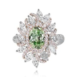 1.54ct Fancy Light Yellow Green Diamond Ring - Verbena Ring VMK12 TV