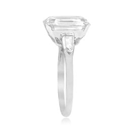 Platinum and emerald Cut Diamond Ring Winona Ring Top Side View