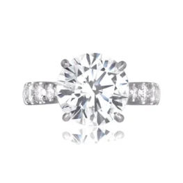 Top View 4 carat Old European cut diamond engagement ring C1298